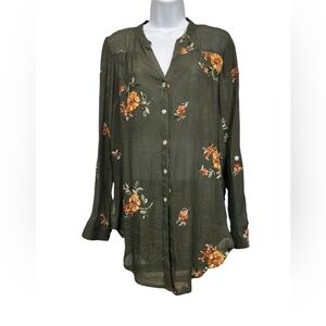 Floral Button Down Shirt - Green